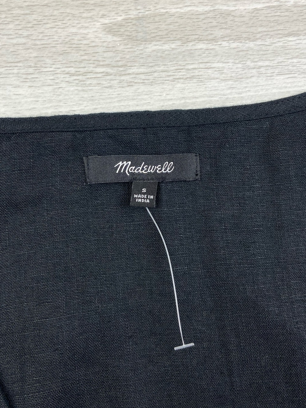 Madewell Linen Pleated Shirtdress Short Sleeve Black Size Small Relaxed Fit Midi - Picture 10 of 13